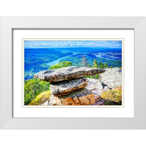 Point Rock Now 1 White Modern Wood Framed Art Print with Double Matting by Lee, Rachel