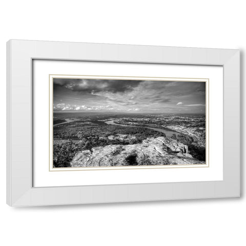 Point Rock View BW White Modern Wood Framed Art Print with Double Matting by Lee, Rachel