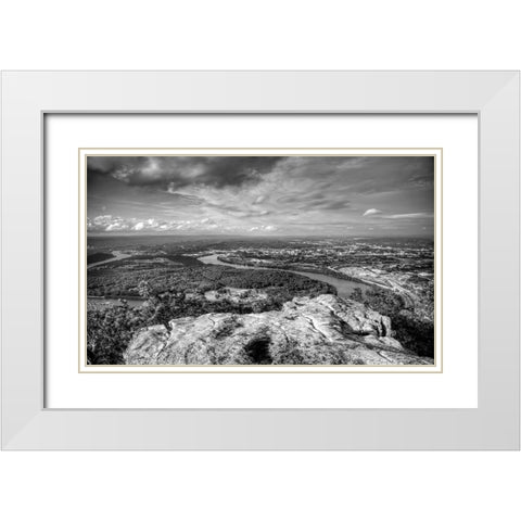 Point Rock View BW White Modern Wood Framed Art Print with Double Matting by Lee, Rachel