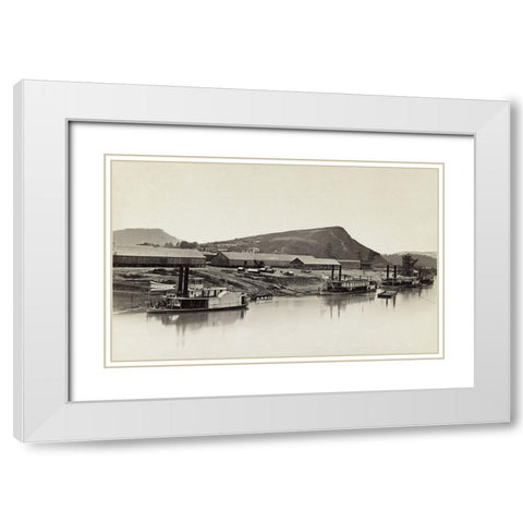 Quartermasters Landing 1863 White Modern Wood Framed Art Print with Double Matting by Lee, Rachel