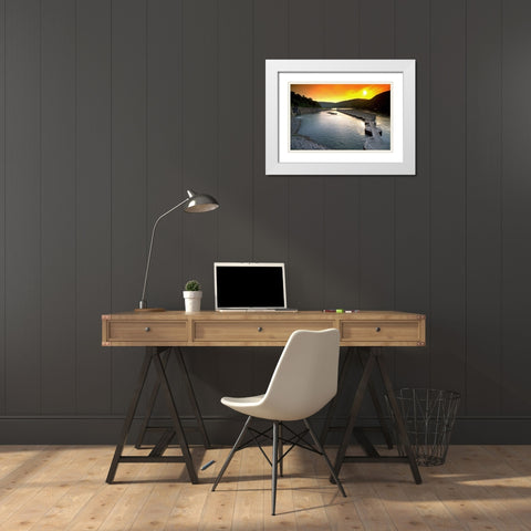 Raccoon Mountain Sunset White Modern Wood Framed Art Print with Double Matting by Lee, Rachel