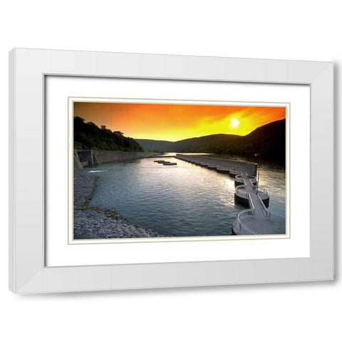 Raccoon Mountain Sunset White Modern Wood Framed Art Print with Double Matting by Lee, Rachel