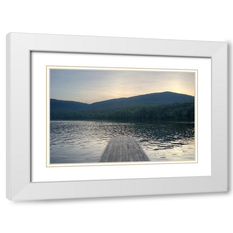 Raccoon Pier White Modern Wood Framed Art Print with Double Matting by Lee, Rachel