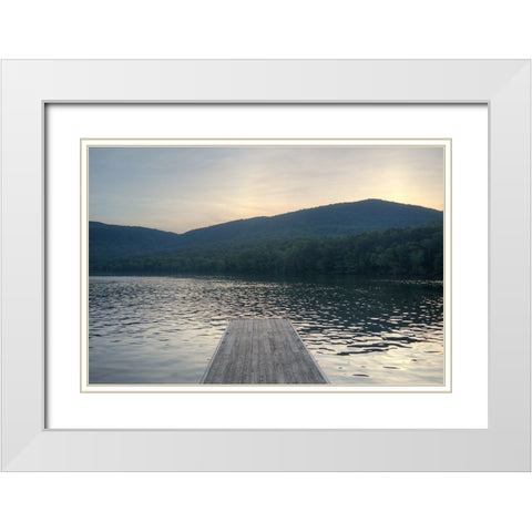 Raccoon Pier White Modern Wood Framed Art Print with Double Matting by Lee, Rachel