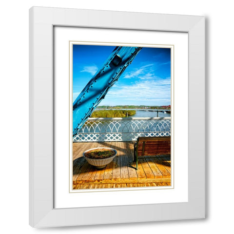 Rail and Bench White Modern Wood Framed Art Print with Double Matting by Lee, Rachel