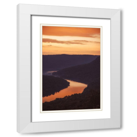 Red Sunrise White Modern Wood Framed Art Print with Double Matting by Lee, Rachel