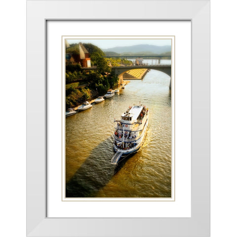 River Boat Cruise White Modern Wood Framed Art Print with Double Matting by Lee, Rachel