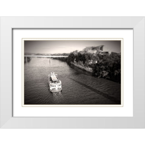 Riverboat Sepia White Modern Wood Framed Art Print with Double Matting by Lee, Rachel