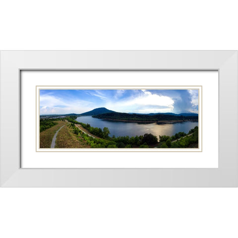 Riverwalk 2 White Modern Wood Framed Art Print with Double Matting by Lee, Rachel