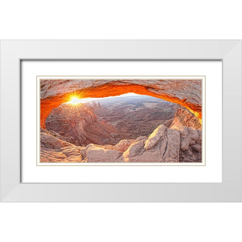 Rock Bridge White Modern Wood Framed Art Print with Double Matting by Lee, Rachel