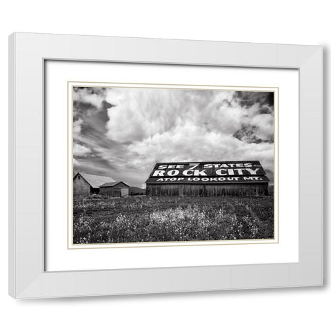 Rock City Barn 2 BW White Modern Wood Framed Art Print with Double Matting by Lee, Rachel