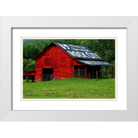 Rock City Barn 4 White Modern Wood Framed Art Print with Double Matting by Lee, Rachel