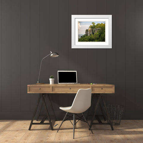 Rock City Falls Afternoon White Modern Wood Framed Art Print with Double Matting by Lee, Rachel