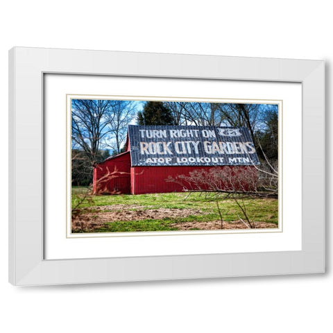 Rock City Gardens Barn White Modern Wood Framed Art Print with Double Matting by Lee, Rachel