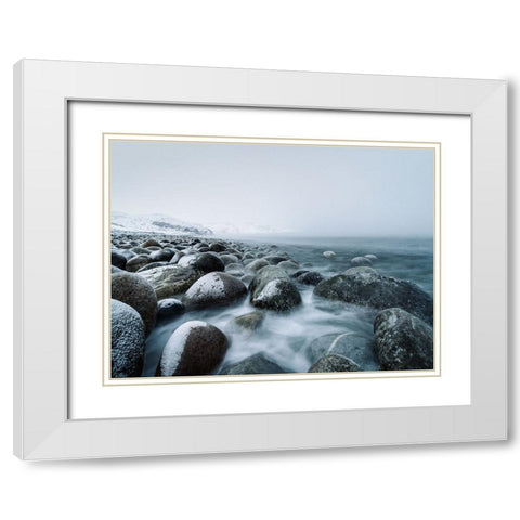 Rocks 14 White Modern Wood Framed Art Print with Double Matting by Lee, Rachel