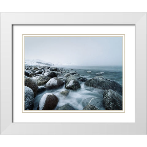 Rocks 14 White Modern Wood Framed Art Print with Double Matting by Lee, Rachel
