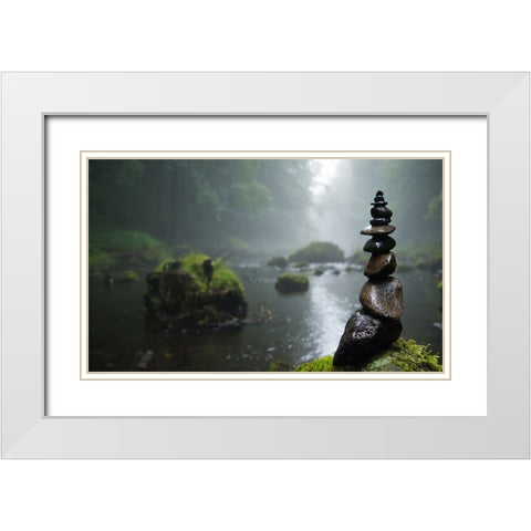 Rocks 7 White Modern Wood Framed Art Print with Double Matting by Lee, Rachel
