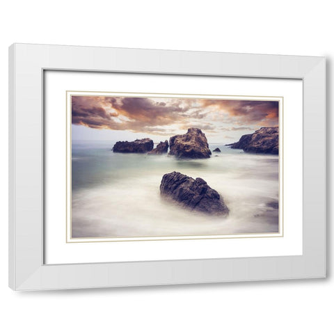 Rocks 9 White Modern Wood Framed Art Print with Double Matting by Lee, Rachel