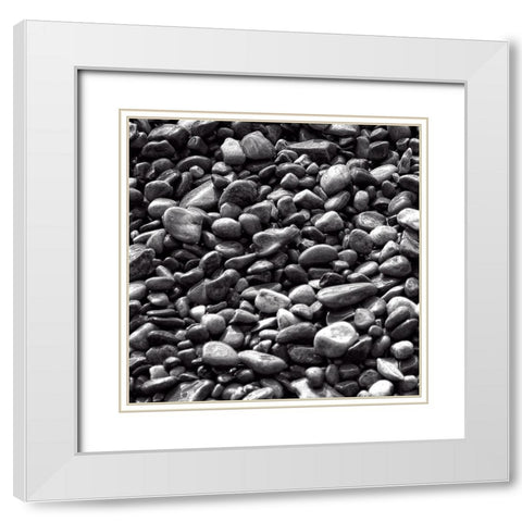 Rocks BW White Modern Wood Framed Art Print with Double Matting by Lee, Rachel
