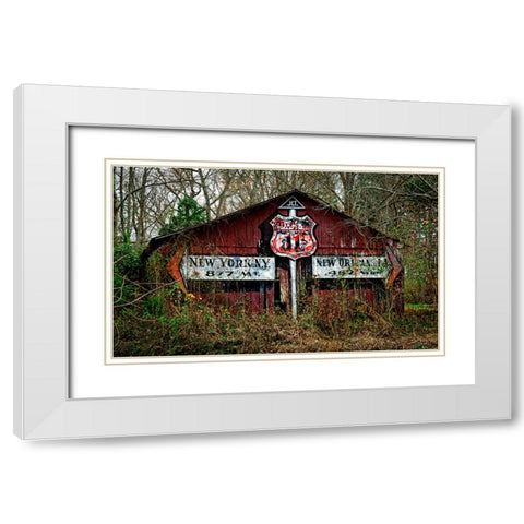Route 11 Barn White Modern Wood Framed Art Print with Double Matting by Lee, Rachel