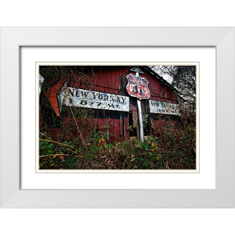 Route 11 Barn Sign White Modern Wood Framed Art Print with Double Matting by Lee, Rachel