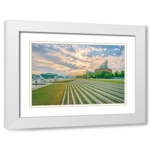 Scenic City 1 White Modern Wood Framed Art Print with Double Matting by Lee, Rachel
