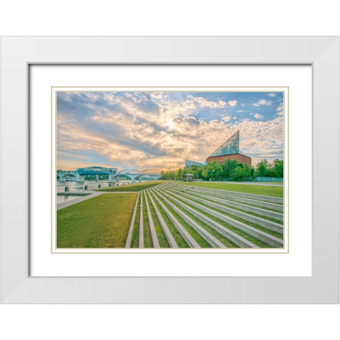 Scenic City 1 White Modern Wood Framed Art Print with Double Matting by Lee, Rachel