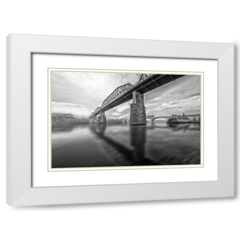Scenic City 105 White Modern Wood Framed Art Print with Double Matting by Lee, Rachel