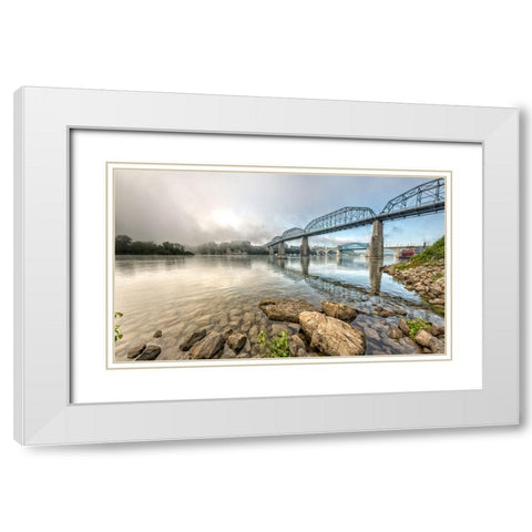 Scenic City 109 White Modern Wood Framed Art Print with Double Matting by Lee, Rachel