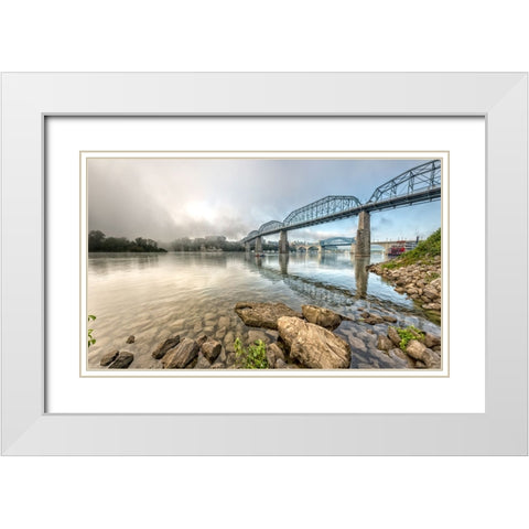 Scenic City 109 White Modern Wood Framed Art Print with Double Matting by Lee, Rachel