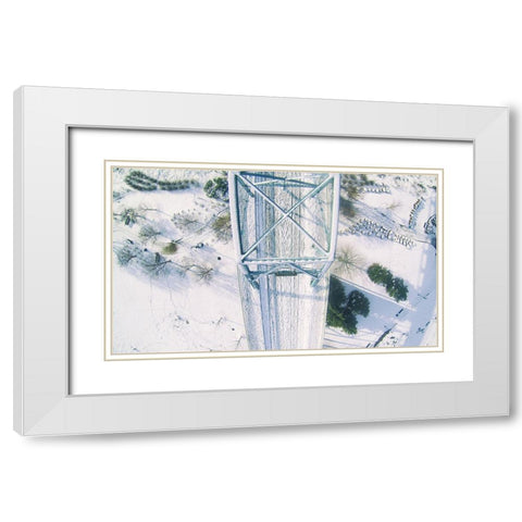 Scenic City 110 White Modern Wood Framed Art Print with Double Matting by Lee, Rachel