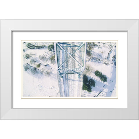 Scenic City 110 White Modern Wood Framed Art Print with Double Matting by Lee, Rachel