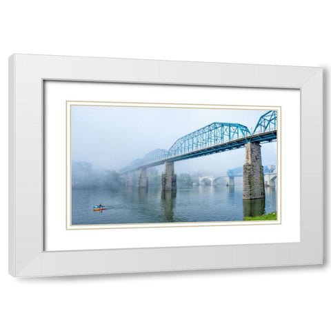 Scenic City 125 White Modern Wood Framed Art Print with Double Matting by Lee, Rachel