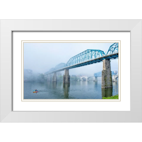 Scenic City 125 White Modern Wood Framed Art Print with Double Matting by Lee, Rachel