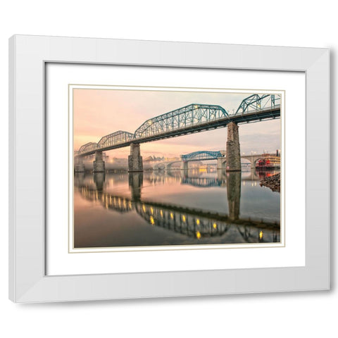 Scenic City 126 White Modern Wood Framed Art Print with Double Matting by Lee, Rachel