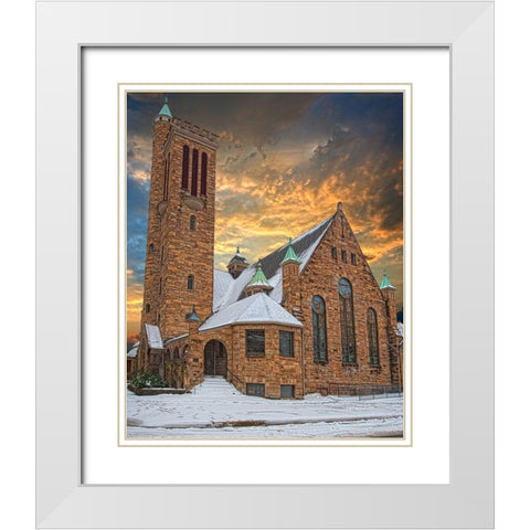 Scenic City 128 White Modern Wood Framed Art Print with Double Matting by Lee, Rachel