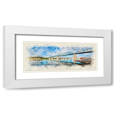 Scenic City 15 Watercolor White Modern Wood Framed Art Print with Double Matting by Lee, Rachel