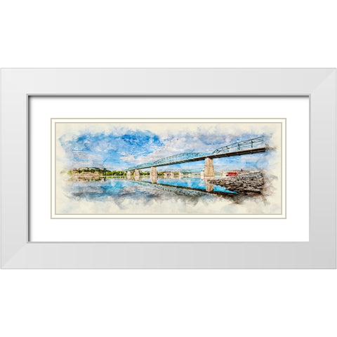 Scenic City 15 Watercolor White Modern Wood Framed Art Print with Double Matting by Lee, Rachel