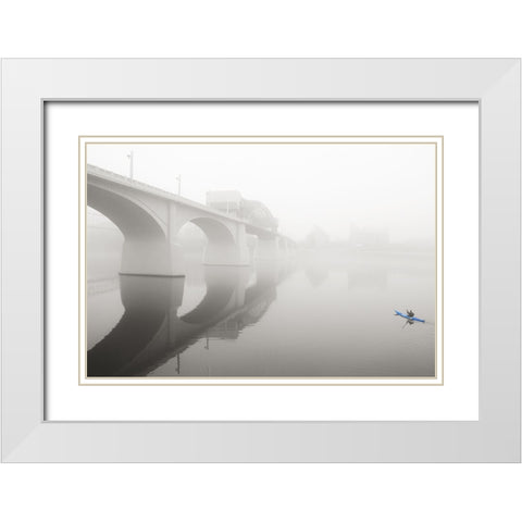 Scenic City 26 White Modern Wood Framed Art Print with Double Matting by Lee, Rachel