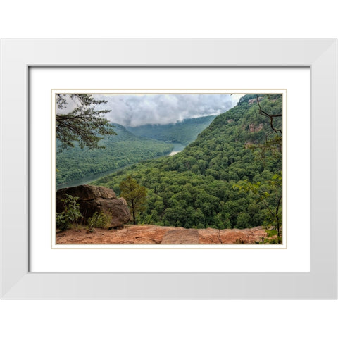 Scenic City 37 White Modern Wood Framed Art Print with Double Matting by Lee, Rachel
