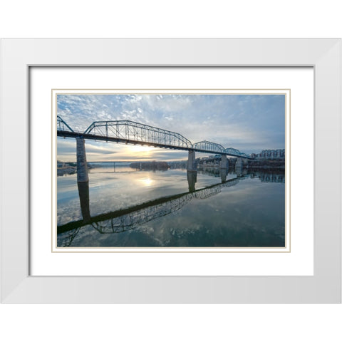 Scenic City 70 White Modern Wood Framed Art Print with Double Matting by Lee, Rachel