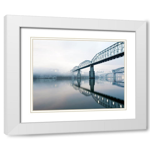 Scenic City 75 White Modern Wood Framed Art Print with Double Matting by Lee, Rachel