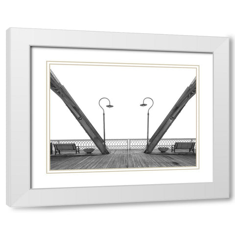 Scenic City 80 BW Horizontal White Modern Wood Framed Art Print with Double Matting by Lee, Rachel