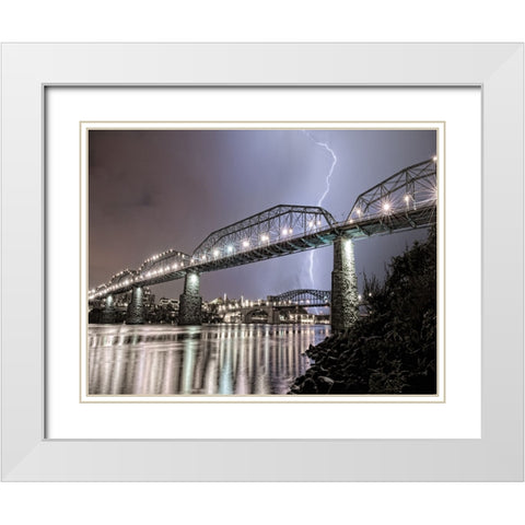 Scenic City 86 White Modern Wood Framed Art Print with Double Matting by Lee, Rachel