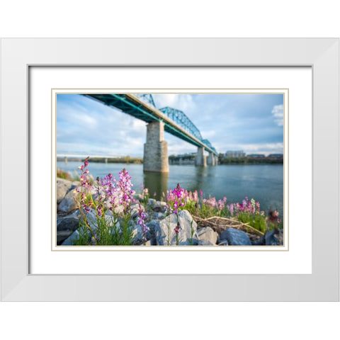 Scenic City 92 White Modern Wood Framed Art Print with Double Matting by Lee, Rachel