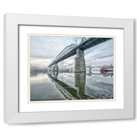 Scenic City 95 White Modern Wood Framed Art Print with Double Matting by Lee, Rachel