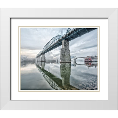 Scenic City 95 White Modern Wood Framed Art Print with Double Matting by Lee, Rachel