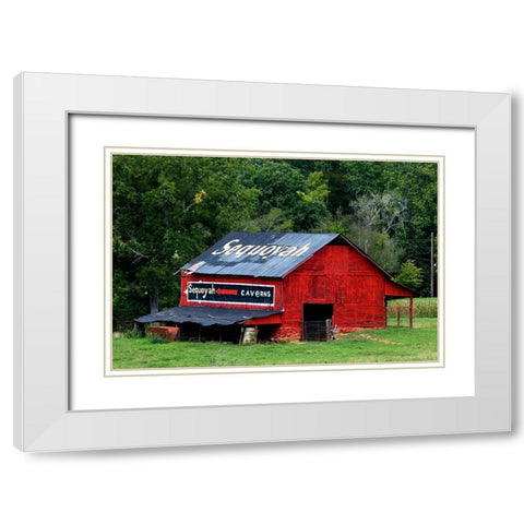 Sequoyah Caverns Barn White Modern Wood Framed Art Print with Double Matting by Lee, Rachel