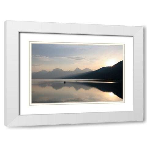 Serene Lake White Modern Wood Framed Art Print with Double Matting by Lee, Rachel