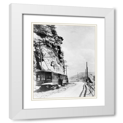 Signal Mountain Street Car White Modern Wood Framed Art Print with Double Matting by Lee, Rachel